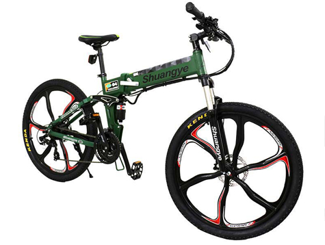 Electronic foldable bike with one-piece wheels