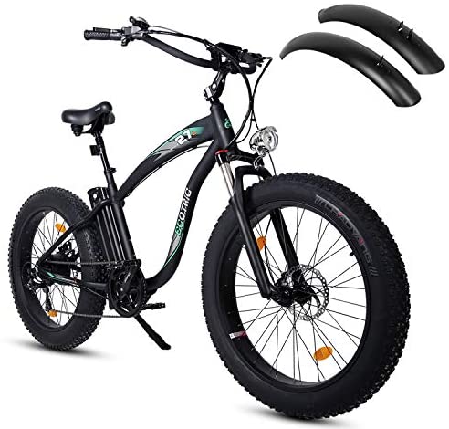 ECOTRIC Powerful Fat Tire Electric Bicycle 26″ Aluminium Frame Suspension Fork Beach Snow Ebike Electric Mountain Bicycle 1000W Motor 48V 13AH Removable Lithium Battery