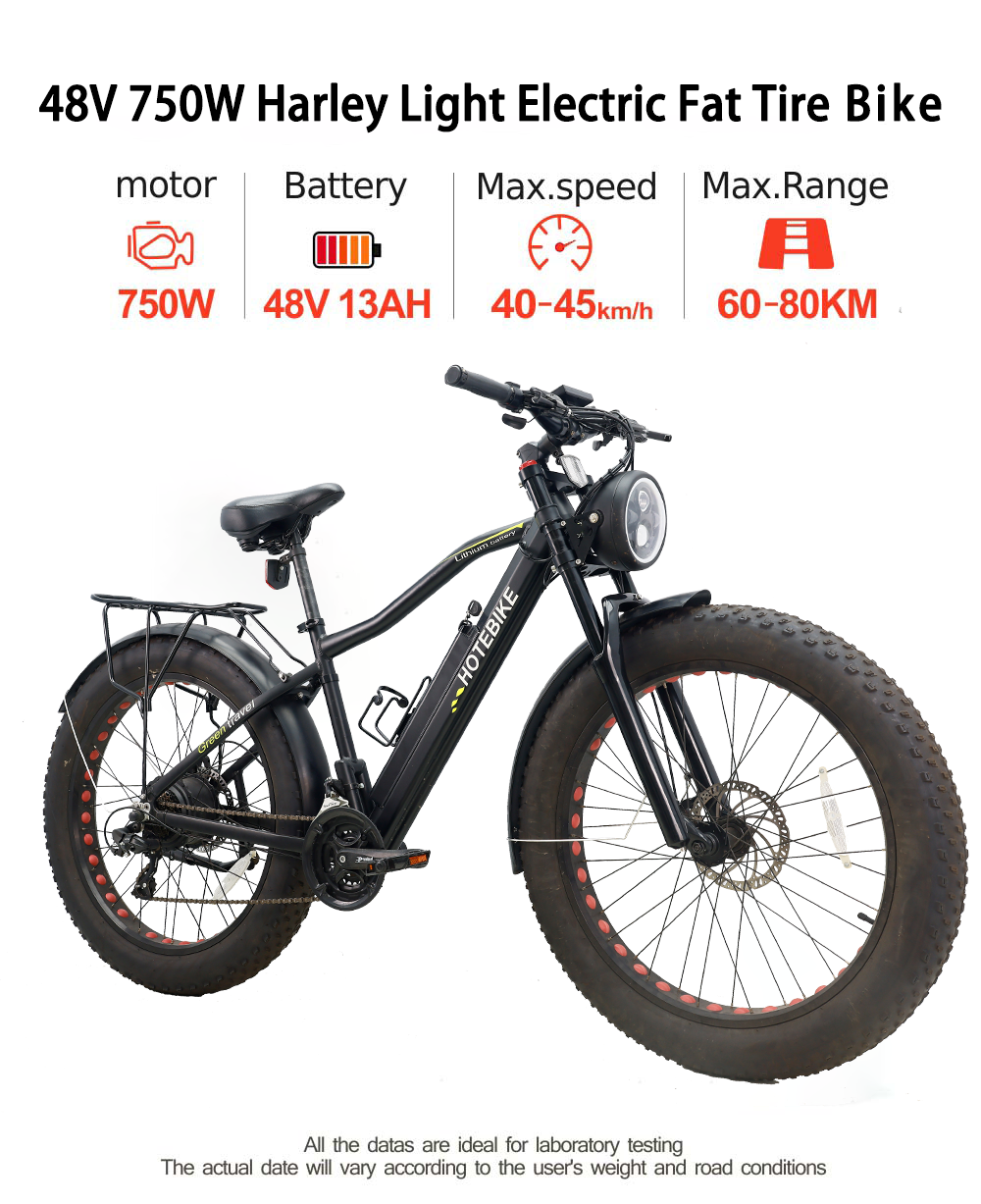 high power har ley headlight fat electric bike 350W 500W 48V 26 inch 4.0 fat tire snow e bike aluminum alloy electric bicycle - Electric Fat Bike - 1