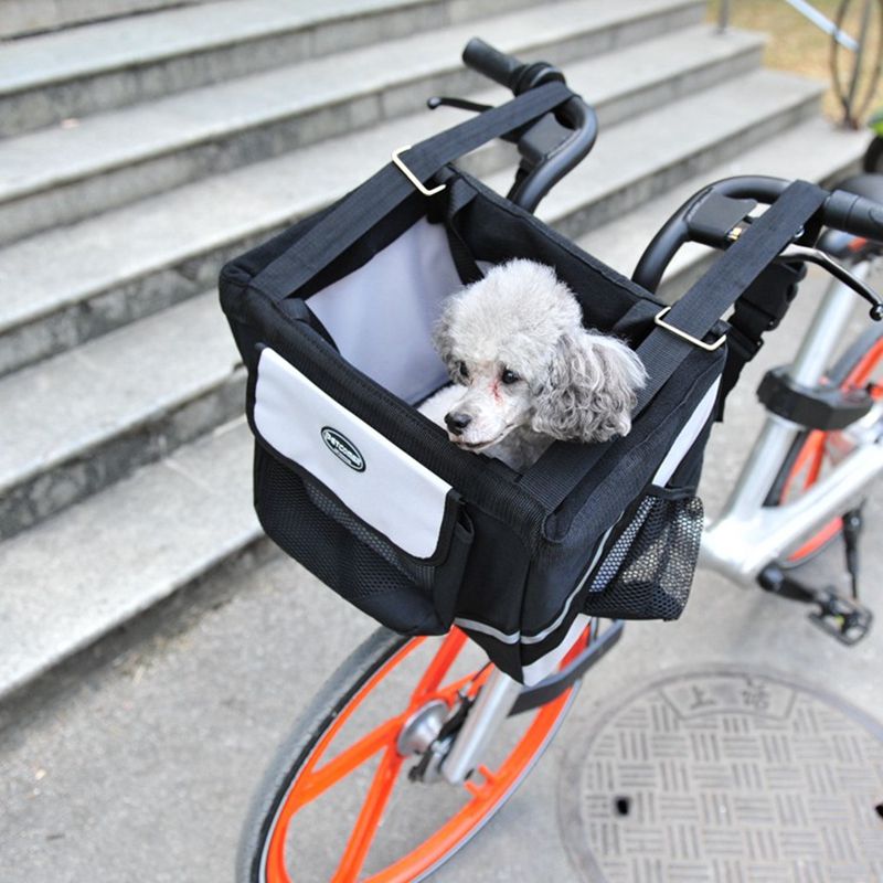 Durable Pet Bicycle Basket Carrier Bicycle Dog Leash Car Foldable Transport Bag Carrying Travel Seat